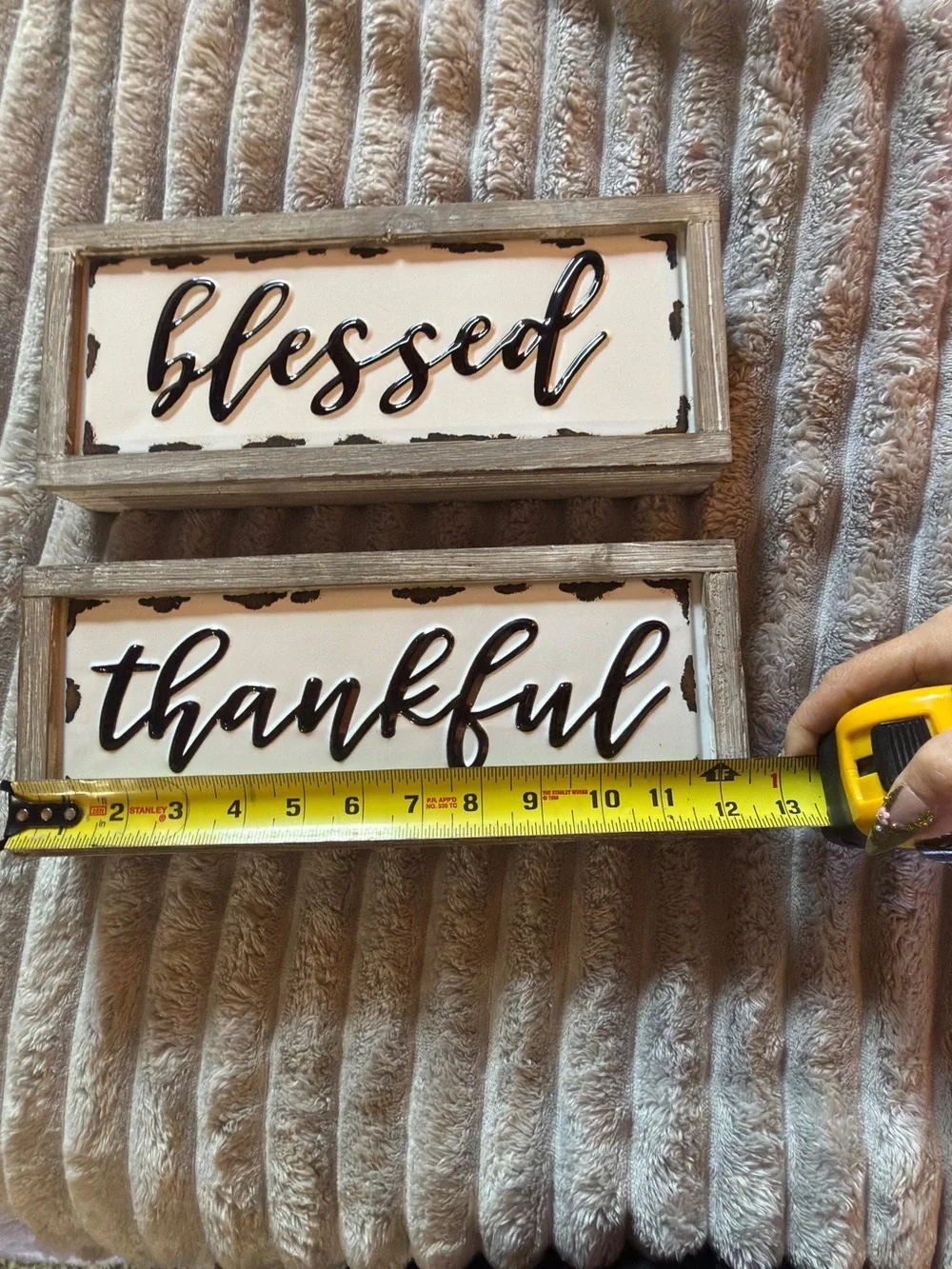 Hobby Lobby Rustic 'Blessed' & 'Thankful' Black on White Wall Signs